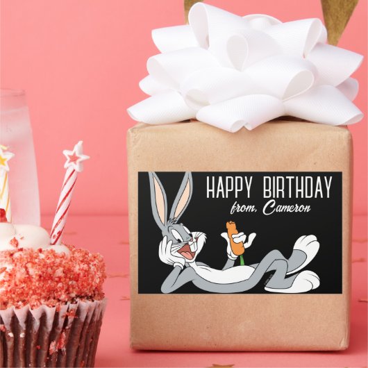 Sticker Rectangulaire BOGUES BUNNY™ allongé | Joyeux anniversaire (Fête)