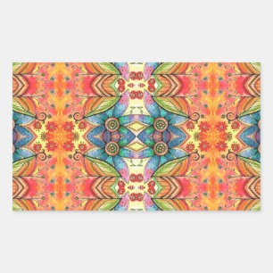 Sticker Rectangulaire Bohème Design Motif coloré