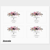 Sticker Rectangulaire Boho Chic Blush Rose Floral Mariage Monogramme (Feuille)