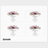 Sticker Rectangulaire Boho Chic Blush Rose Floral Mariage Monogramme (Feuille)