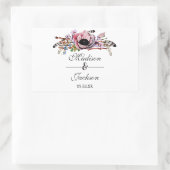 Sticker Rectangulaire Boho Chic Blush Rose Floral Mariage Monogramme (Sac)
