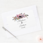 Sticker Rectangulaire Boho Chic Blush Rose Floral Mariage Monogramme (Enveloppe)