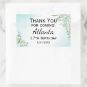 Sticker Rectangulaire Boho Dusty Blue Eucalyptus Green 30e anniversaire (Sac)