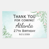 Sticker Rectangulaire Boho Dusty Blue Eucalyptus Green 30e anniversaire (Devant)