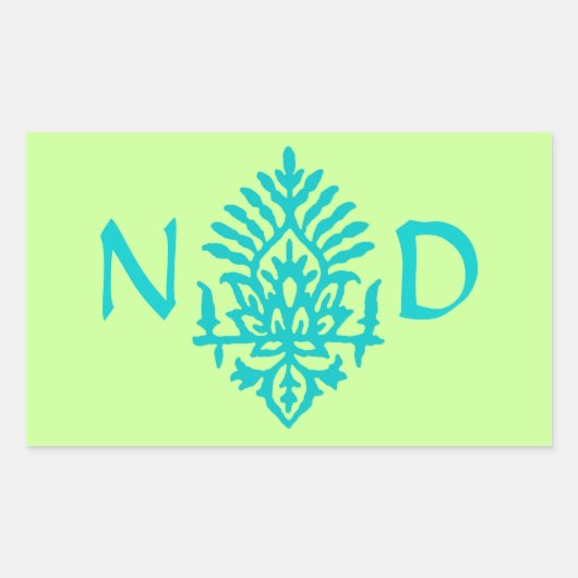 Sticker Rectangulaire Boho India Block Print (Devant)
