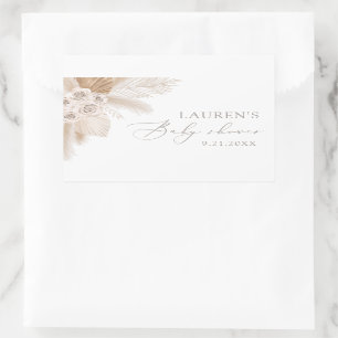 Sticker Rectangulaire Boho Pampas Baby shower en herbe