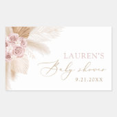 Sticker Rectangulaire Boho Pampas Grass Girl Baby shower (Devant)