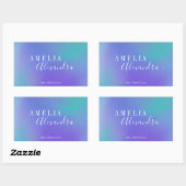 Sticker Rectangulaire Boho Rétro Écriture Abstrait Dégradé Violet Bleu (Feuille)