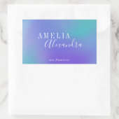 Sticker Rectangulaire Boho Rétro Écriture Abstrait Dégradé Violet Bleu (Sac)
