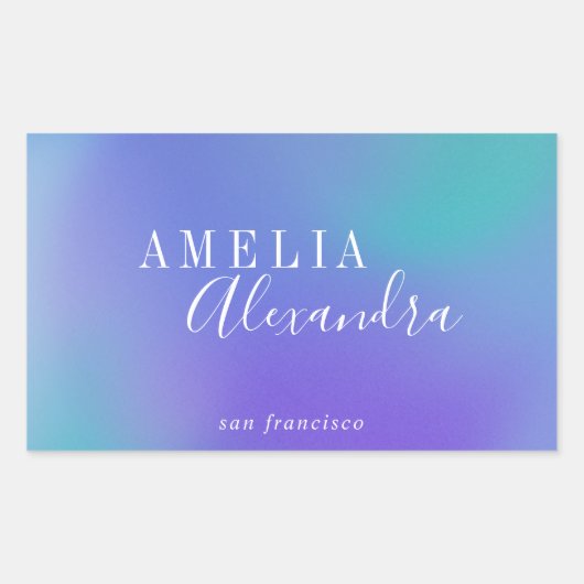 Sticker Rectangulaire Boho Rétro Écriture Abstrait Dégradé Violet Bleu (Devant)