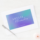 Sticker Rectangulaire Boho Rétro Écriture Abstrait Dégradé Violet Bleu (Enveloppe)