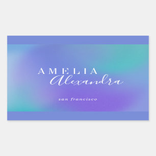 Sticker Rectangulaire Boho Retro Script Abstrait Dégradé bleu pourpre