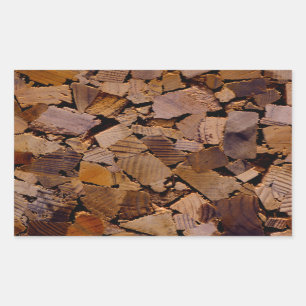 Sticker Rectangulaire Bois de chauffage rustique cabine bois  écorce mot