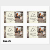 Sticker Rectangulaire Bois rustique Vieux papier Script de Noël Photo (Feuille)