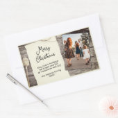 Sticker Rectangulaire Bois rustique Vieux papier Script de Noël Photo (Enveloppe)