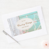 Sticker Rectangulaire Bois rustique Vintage, Turquoise (Enveloppe)