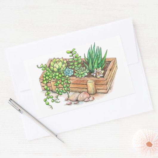 Sticker Rectangulaire Boite programmée succulent (Enveloppe)