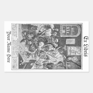 Sticker Rectangulaire Boîtier vintage en bois Sorcery Ex Libris