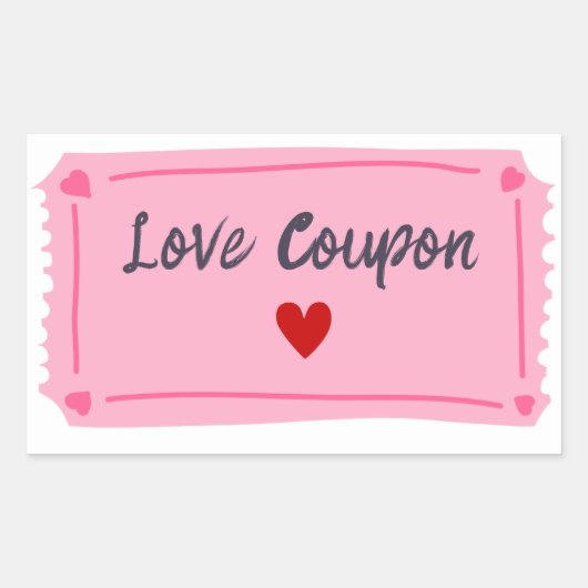Sticker Rectangulaire Bon de l'amour Saint-Valentin (Devant)