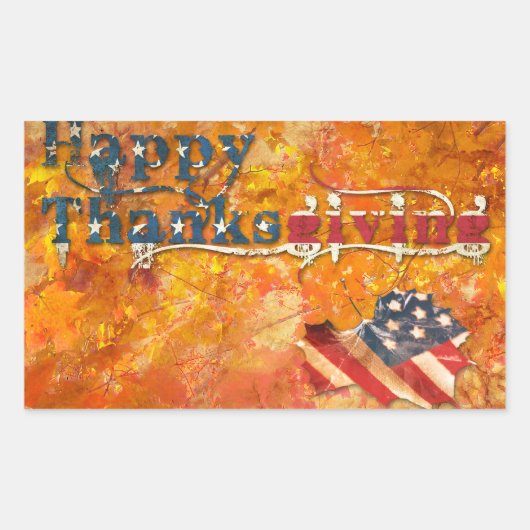 Sticker Rectangulaire bon thanksgiving (drapeau américain) (Devant)