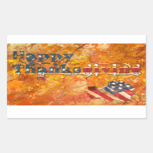 Sticker Rectangulaire bon thanksgiving (drapeau américain)
