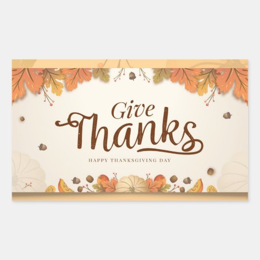 Sticker Rectangulaire Bon thanksgiving Jour Donner Merci (Devant)