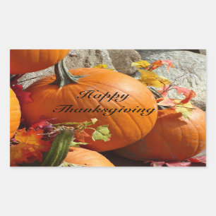 Sticker Rectangulaire Bon thanksgiving Rectangle Citrouilles