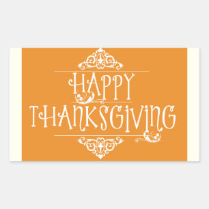 Sticker Rectangulaire Bon thanksgiving Script orange
