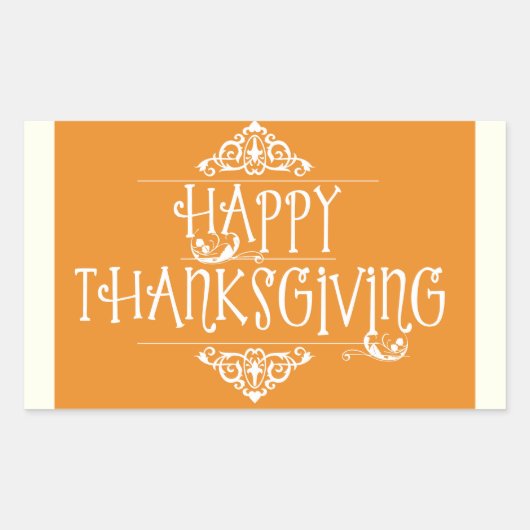 Sticker Rectangulaire Bon thanksgiving Script orange (Devant)