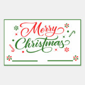 Sticker Rectangulaire Bonbons à la menthe de Noël (Devant)