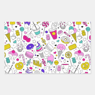 Sticker Rectangulaire Bonbons colorés doux Motif