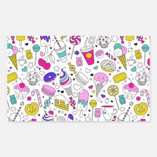 Sticker Rectangulaire Bonbons colorés doux Motif (Devant)
