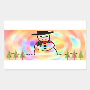 Sticker Rectangulaire Bonhomme de neige