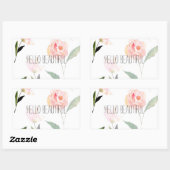 Sticker Rectangulaire Bonjour belle aquarelle Floral (Feuille)