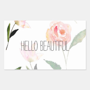 Sticker Rectangulaire Bonjour belle aquarelle Floral