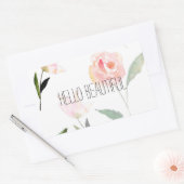 Sticker Rectangulaire Bonjour belle aquarelle Floral (Enveloppe)