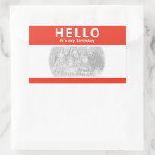 Sticker Rectangulaire bonjour, c'est mon anniversaire ! (Sac)