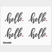 Sticker Rectangulaire Bonjour Coeur rose (Feuille)