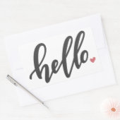 Sticker Rectangulaire Bonjour Coeur rose (Enveloppe)