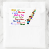 Sticker Rectangulaire Bonjour Dans De Nombreuses Langues (Sac)