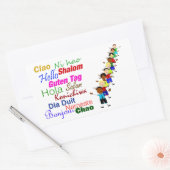 Sticker Rectangulaire Bonjour Dans De Nombreuses Langues (Enveloppe)