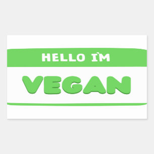 Sticker Rectangulaire Bonjour je suis Vegan - Nom mignon et drôle Numéro