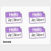 Sticker Rectangulaire Bonjour mes pronoms sont : Il (Feuille)