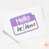 Sticker Rectangulaire Bonjour mes pronoms sont : Il (Enveloppe)