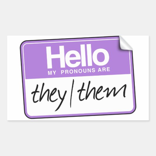 Sticker Rectangulaire Bonjour mes pronoms sont : Ils (Devant)