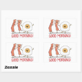 Sticker Rectangulaire Bonjour mignon et drôle lard et oeufs (Feuille)