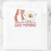 Sticker Rectangulaire Bonjour mignon et drôle lard et oeufs (Sac)