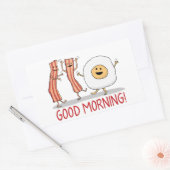 Sticker Rectangulaire Bonjour mignon et drôle lard et oeufs (Enveloppe)