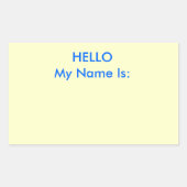 Sticker Rectangulaire BONJOUR Mon Nom Est : (Devant)