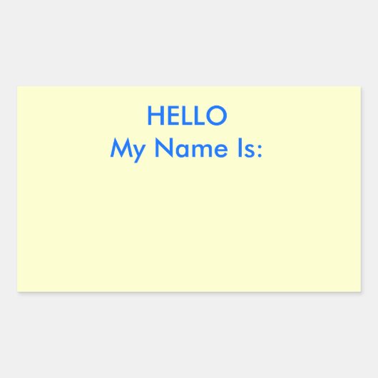 Sticker Rectangulaire BONJOUR Mon Nom Est : (Devant)